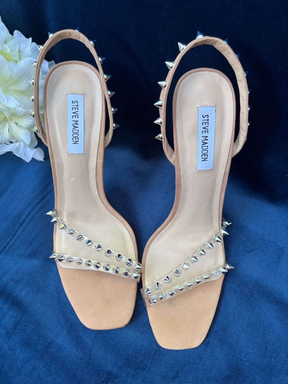Steve Madden Tan Studded Slingback Heels - Picture 4 of 8